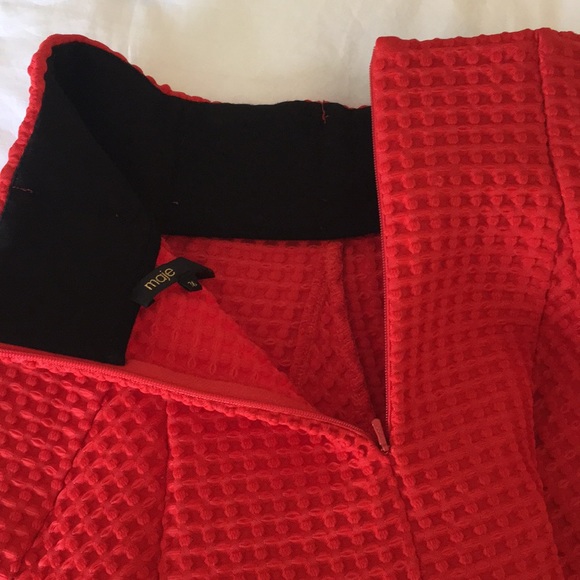 MAJE JAMILA WAFFLE KNIT PLEATED SKIRT RED SIZE 36 - Picture 6 of 8